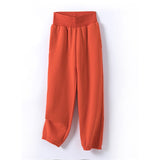 GCAROL Fall Winter Women Extra Long Hooded Suits 80% Cotton Fleece Oversized Boyfriend Sweatshirt Elastic Waist Harem Pants Sets
