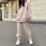 Two Piece Set Casual Fleece Tracksuit Women Winter