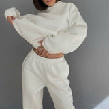 Two Piece Set Casual Fleece Tracksuit Women Winter