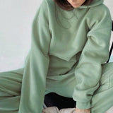 Two Piece Set Casual Fleece Tracksuit Women Winter