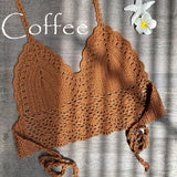 New Triangle Bikini Top Woman Hollow Out Swimsuit Crochet Black Bikini Top Sexy Swimming Bra Large Female Swimwear S M L XL