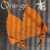 New Triangle Bikini Top Woman Hollow Out Swimsuit Crochet Black Bikini Top Sexy Swimming Bra Large Female Swimwear S M L XL