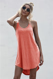 Solid Casual O-neck Sleeveless Tank Dress Women Loose Off Shoulder Asymmetrical Cotton Mini Dress Summer Y2K Vestidos Streetwear