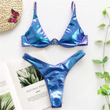 Sexy Neon V-bar Underwired Bikini 2021 Female Ribbed Swimsuit Women Thong Swimwear Two-pieces Bikini set Push up Bathing Suit