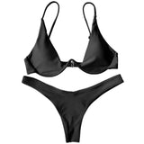 Sexy Neon V-bar Underwired Bikini 2021 Female Ribbed Swimsuit Women Thong Swimwear Two-pieces Bikini set Push up Bathing Suit