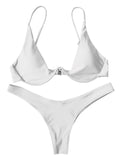 Sexy Neon V-bar Underwired Bikini 2021 Female Ribbed Swimsuit Women Thong Swimwear Two-pieces Bikini set Push up Bathing Suit
