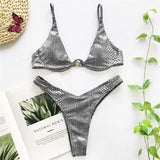 Sexy Neon V-bar Underwired Bikini 2021 Female Ribbed Swimsuit Women Thong Swimwear Two-pieces Bikini set Push up Bathing Suit