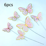 New Pearl Butterfly Birthday Cake Topper Pink Gold  DIY cakes decoration wedding birthday Cake toppers Baby bath baking supplies