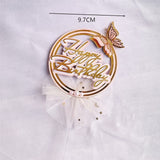 New Pearl Butterfly Birthday Cake Topper Pink Gold  DIY cakes decoration wedding birthday Cake toppers Baby bath baking supplies