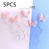 New Pearl Butterfly Birthday Cake Topper Pink Gold  DIY cakes decoration wedding birthday Cake toppers Baby bath baking supplies