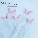 New Pearl Butterfly Birthday Cake Topper Pink Gold  DIY cakes decoration wedding birthday Cake toppers Baby bath baking supplies