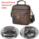 Quality Original Leather Male Casual Shoulder Messenger bag Cowhide Fashion Cross-body Bag 8" Pad Tote Mochila Satchel bag 144