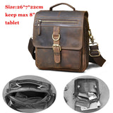 Quality Original Leather Male Casual Shoulder Messenger bag Cowhide Fashion Cross-body Bag 8" Pad Tote Mochila Satchel bag 144