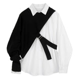 [EAM] Oversized Long Sleeve White Split Fashion Shirt