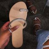 Glitter Slippers Women Summer Sandals 2021 Fashion Bling Female Candy Color Flip Flops Beach Diamond Flat Shoes Outdoor Sandals