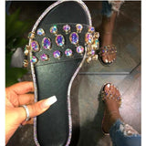 Glitter Slippers Women Summer Sandals 2021 Fashion Bling Female Candy Color Flip Flops Beach Diamond Flat Shoes Outdoor Sandals