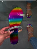 Glitter Slippers Women Summer Sandals 2021 Fashion Bling Female Candy Color Flip Flops Beach Diamond Flat Shoes Outdoor Sandals