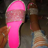Glitter Slippers Women Summer Sandals 2021 Fashion Bling Female Candy Color Flip Flops Beach Diamond Flat Shoes Outdoor Sandals