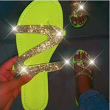 Glitter Slippers Women Summer Sandals 2021 Fashion Bling Female Candy Color Flip Flops Beach Diamond Flat Shoes Outdoor Sandals