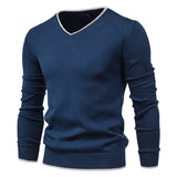 High Quality Cotton Pullover V-neck Men's Slim Sweater