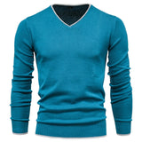 High Quality Cotton Pullover V-neck Men's Slim Sweater