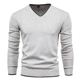 High Quality Cotton Pullover V-neck Men's Slim Sweater