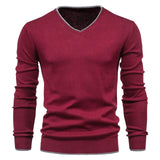 High Quality Cotton Pullover V-neck Men's Slim Sweater