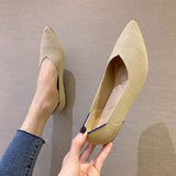 NAN JIU MOUNTAIN  Womens Shoes Autumn Single Shoes Fashion Knitted Pointed Shoes Flat Bottom Comfortable Plus Size 43