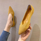 NAN JIU MOUNTAIN  Womens Shoes Autumn Single Shoes Fashion Knitted Pointed Shoes Flat Bottom Comfortable Plus Size 43