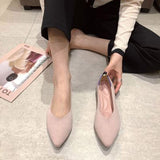 NAN JIU MOUNTAIN  Womens Shoes Autumn Single Shoes Fashion Knitted Pointed Shoes Flat Bottom Comfortable Plus Size 43