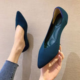 NAN JIU MOUNTAIN  Womens Shoes Autumn Single Shoes Fashion Knitted Pointed Shoes Flat Bottom Comfortable Plus Size 43