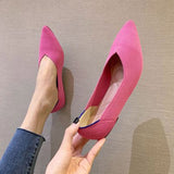 NAN JIU MOUNTAIN  Womens Shoes Autumn Single Shoes Fashion Knitted Pointed Shoes Flat Bottom Comfortable Plus Size 43
