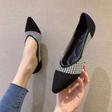 NAN JIU MOUNTAIN  Womens Shoes Autumn Single Shoes Fashion Knitted Pointed Shoes Flat Bottom Comfortable Plus Size 43