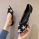 NAN JIU MOUNTAIN  Womens Shoes Autumn Single Shoes Fashion Knitted Pointed Shoes Flat Bottom Comfortable Plus Size 43