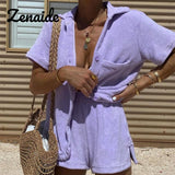 Zenaide Two Piece Velvet Loungewear Set with Cardigan Top for Women