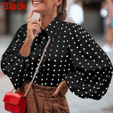 Women Shirts 2021 Autumn Polka Dot Shirt 5XL Celmia Long Lantern Sleeve Lapel Neck Elegant Office Ladies Stylish Tops Plus Size