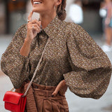 Women Shirts 2021 Autumn Polka Dot Shirt 5XL Celmia Long Lantern Sleeve Lapel Neck Elegant Office Ladies Stylish Tops Plus Size