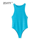 Women sexy sleeveless solid color slim bodysuits female chic o neck soft blouse brand office wear playsuits tops LS6718