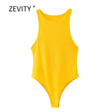 Women sexy sleeveless solid color slim bodysuits female chic o neck soft blouse brand office wear playsuits tops LS6718