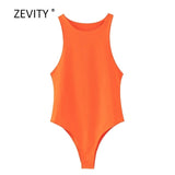 Women sexy sleeveless solid color slim bodysuits female chic o neck soft blouse brand office wear playsuits tops LS6718