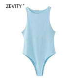 Women sexy sleeveless solid color slim bodysuits female chic o neck soft blouse brand office wear playsuits tops LS6718