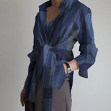 Fashion Women Long Sleeve Shirt ZANZEA Casual Lace Up Shirts