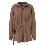 Fashion Women Long Sleeve Shirt ZANZEA Casual Lace Up Shirts