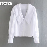 ZEVITY Women's Sweet Peter Pan Collar Casual Lace White Chemise Top