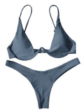 Sexy Neon V-bar Underwired Bikini 2021 Female Ribbed Swimsuit Women Thong Swimwear Two-pieces Bikini set Push up Bathing Suit