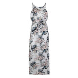 Boho Floral Print Halter Long Dress Women Sexy Backless Summer Beach Maxi Dresses Female Casual Vestidos