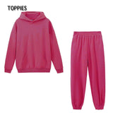 Toppies 2021 Women Hoodies and Sweatpants White Tracksuits Female Two Piece Solid Color Pullovers Jacket Lounge Wear