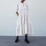 Summer Dress Vintage Sexy Lantern Sleeve Mid-Calf Dress Beach Bohemian Women'Summer Sundress 2021 VONDA Casual Vestido