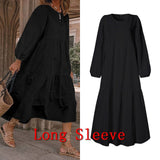Summer Dress Vintage Sexy Lantern Sleeve Mid-Calf Dress Beach Bohemian Women'Summer Sundress 2021 VONDA Casual Vestido