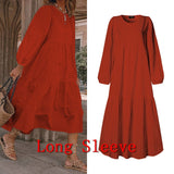 Summer Dress Vintage Sexy Lantern Sleeve Mid-Calf Dress Beach Bohemian Women'Summer Sundress 2021 VONDA Casual Vestido